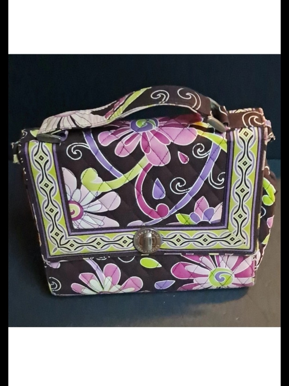 Vera Bradley Floral Quilted Crossbody Bag in Brown and Pink
